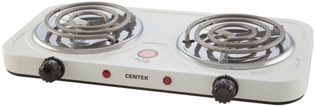 Плитка электрическая Centek CT-1509 (белая) 2конфорки ТЭН 140мм, 2000Вт, индикатор работы - фотография № 1