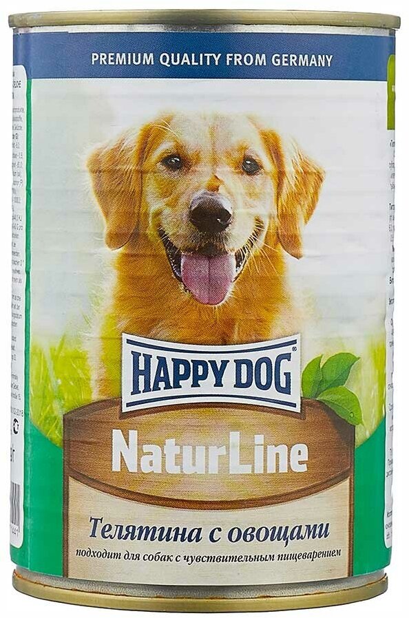 Консервы Happy Dog для собак с чувствительным пищеварением телятина и овощи natur line 970г 72237