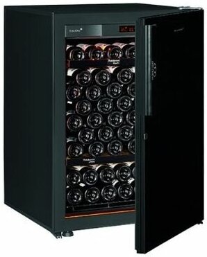 Винный шкаф Eurocave V-Revel-S Сплошная дверь Black Piano, Стандартная комплектация, поддоны - чёрный глянец