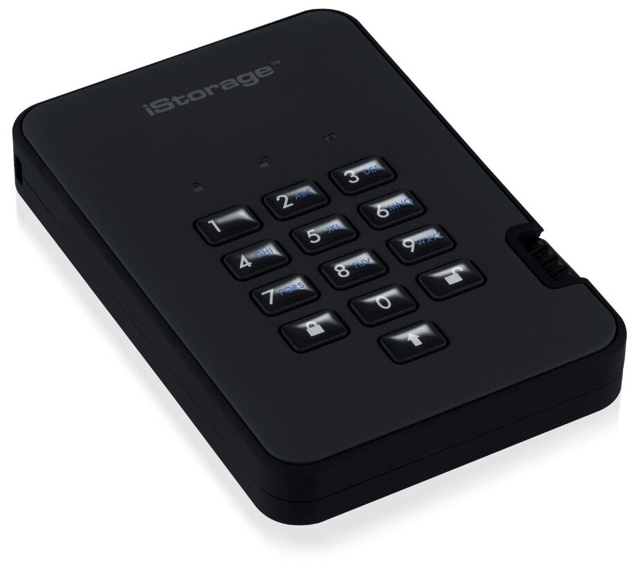 iStorage DiskAshur2 2000Gb внешний жесткий диск с паролем (пин-кодом) на корпусе и аппаратным шифрованием