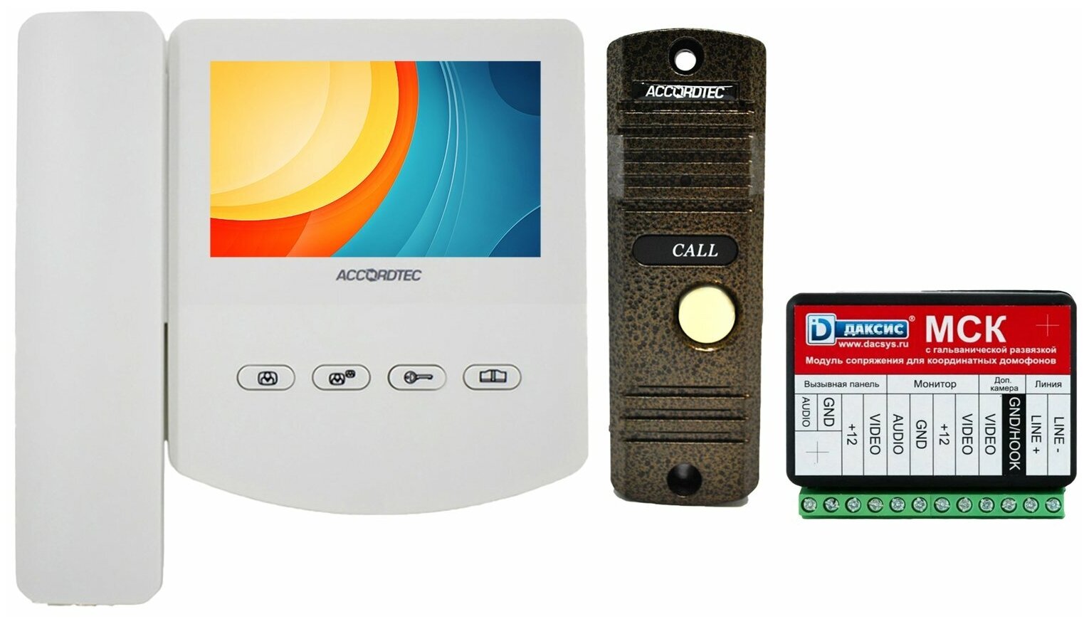 Комплект видеодомофона AccordTec AT-VD 433C / AT-VD305N BZ / Даксис МСК с подключением к системам (Даксис, Визит, Цифрал, Элтис, Метаком)