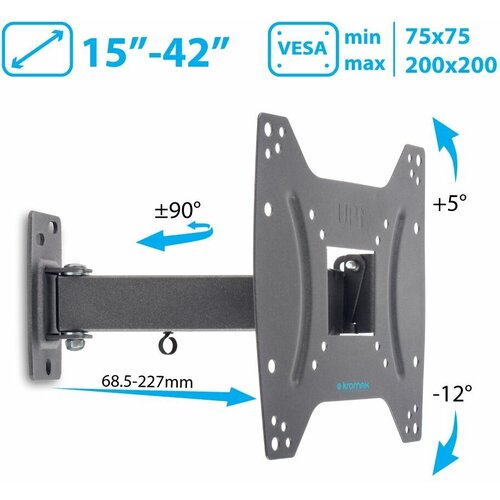 кронштейн на стену kromax optima 408 черный Кронштейн на стену Kromax OPTIMA-203, black