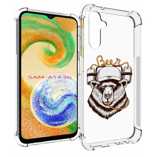 Чехол MyPads пивной медведь для Samsung Galaxy A14 4G/ 5G задняя-панель-накладка-бампер