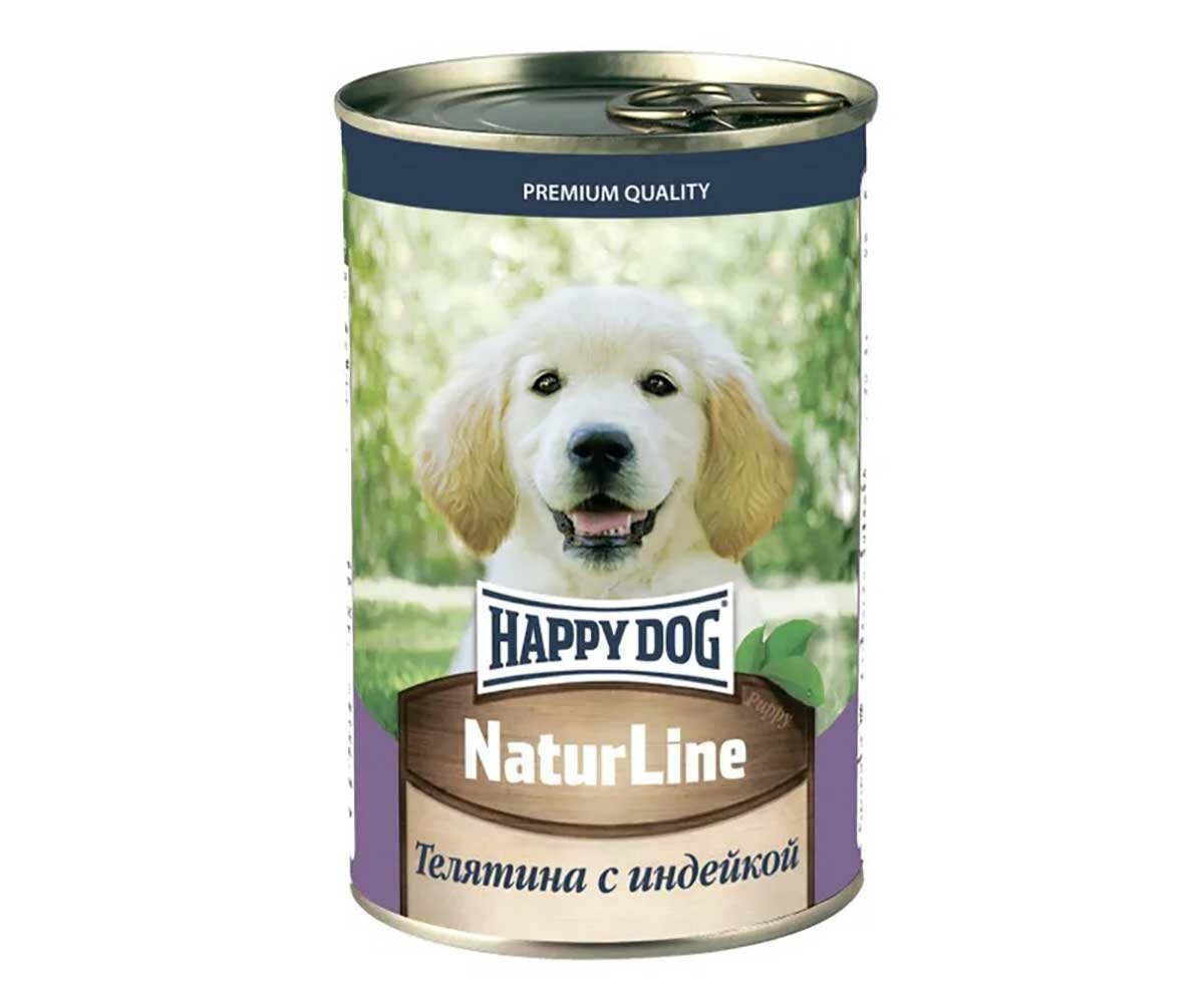 Консервы Happy Dog для щенков телятина и индейка natur line 410г