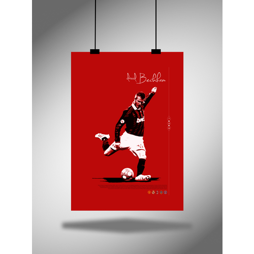 Постер плакат интерьерный на стену футбол Дэвид Бекхем 2 А3