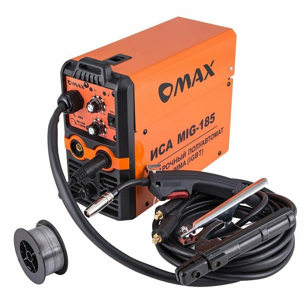 Полуавтомат OMAX MIG-185(MIG/MMA) C Газом/Без газа. 160-260В/1Ф1 - фотография № 1