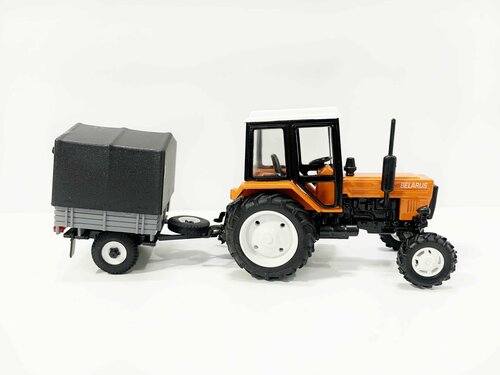 Модель Трактора МТЗ-82 Люкс-2 (оранжевый) с прицепом 1:43 160379 <МОМ>