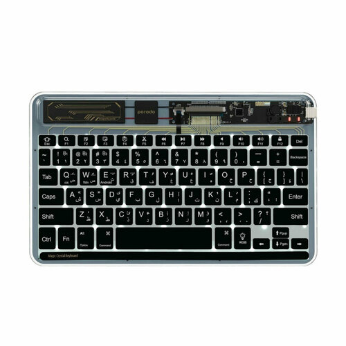 Беспроводная клавиатура Porodo Magic Crystal Ultra-Slim Keyboard (PD-TRPBTKB-BK) Black