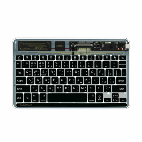 Беспроводная клавиатура Porodo Magic Crystal Ultra-Slim Keyboard PD-TRPBTKB-BK Black 519000₽