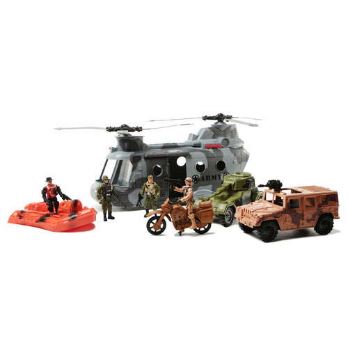 Игровой набор JUDA Военные с вертолётом, джипом, лодкой и мотоциклом игровой набор пожарная команда juda