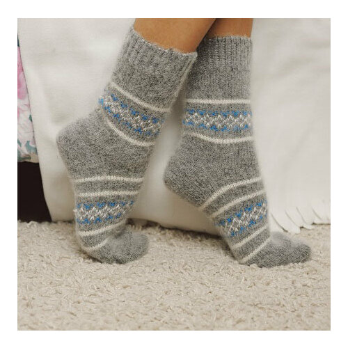 фото Носки бабушкины носки, размер 35-37, серый, белый, голубой