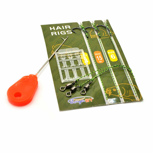 фото Крючок на поводке hair rigs №6 (3шт) с протяжкой boyaby