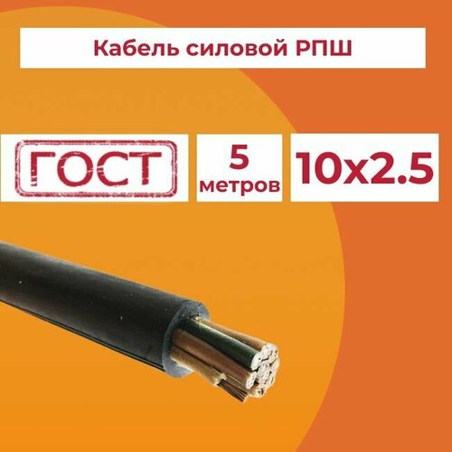 Кабель гибкий РПШ 10х2,5 Камский Кабель ГОСТ - 5 м.