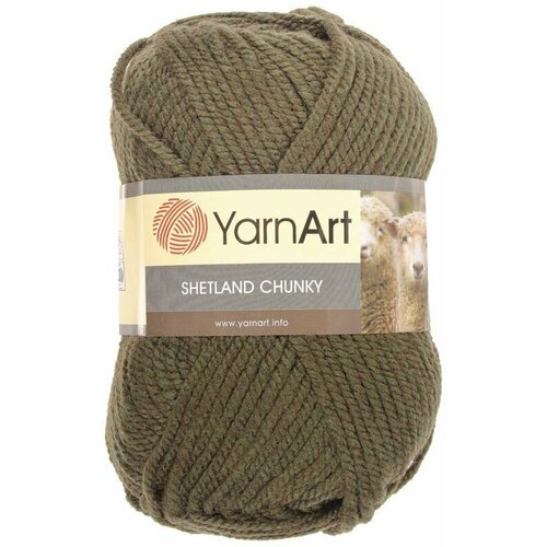 Пряжа YarnArt Shetland Chunky: 637 хаки / 3 шт / 150 м / 100 г / виржин шерсть 50%, акрил 50% пряжа yarnart shetland chunky 633 джинсовый 5 шт 150 м 100 г виржин шерсть 50% акрил 50%