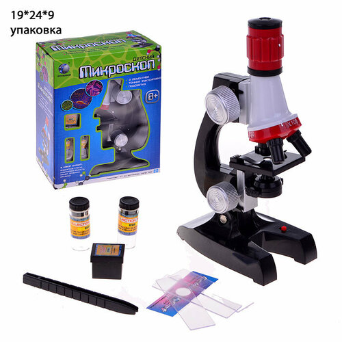 микроскоп tongde на батарейках в коробке 2121c Микроскоп Юный ботаник на батарейках, в коробке