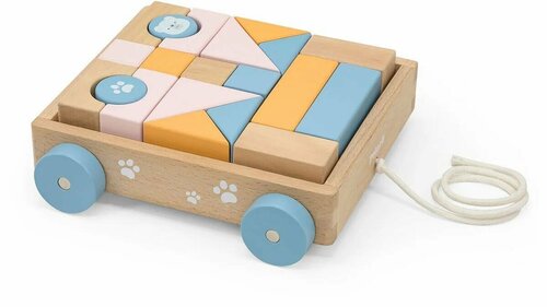 Развивающие игрушки из дерева Viga Toys Polar B Конструктор Геометрические фигуры (20 деталей) с каталком