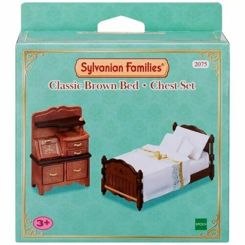 фото Sylvanian families классические коричневые кровать и комод 2075 с 3 лет