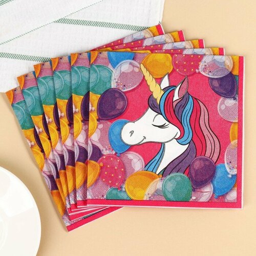 Салфетки бумажные 33х33 см 20 штук 3-х слойные Минни и Единорог 436₽