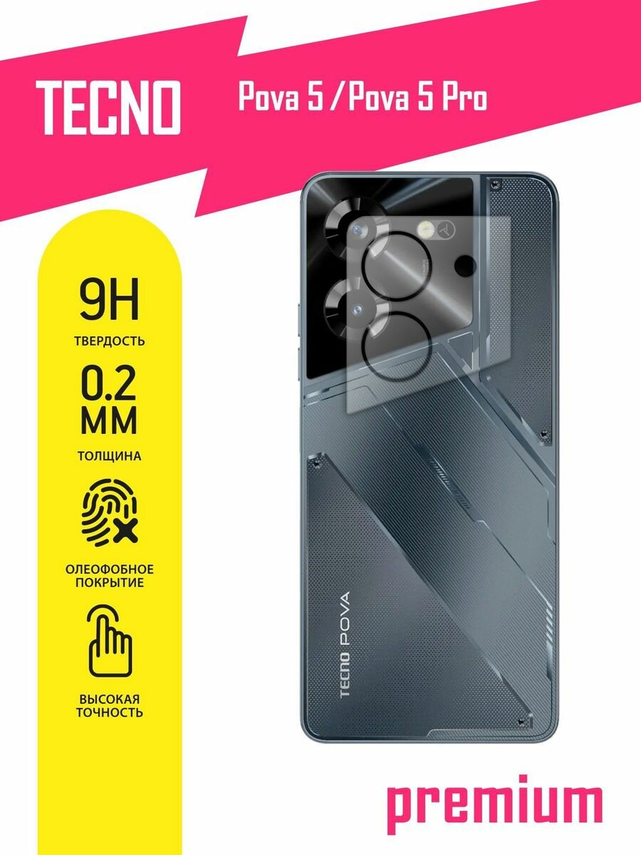 Защитное стекло для Tecno Pova 5 5 Pro Техно Пова 5 5 Про Текно только на камеру гибридное (гибкое стекло) 2шт AKSPro