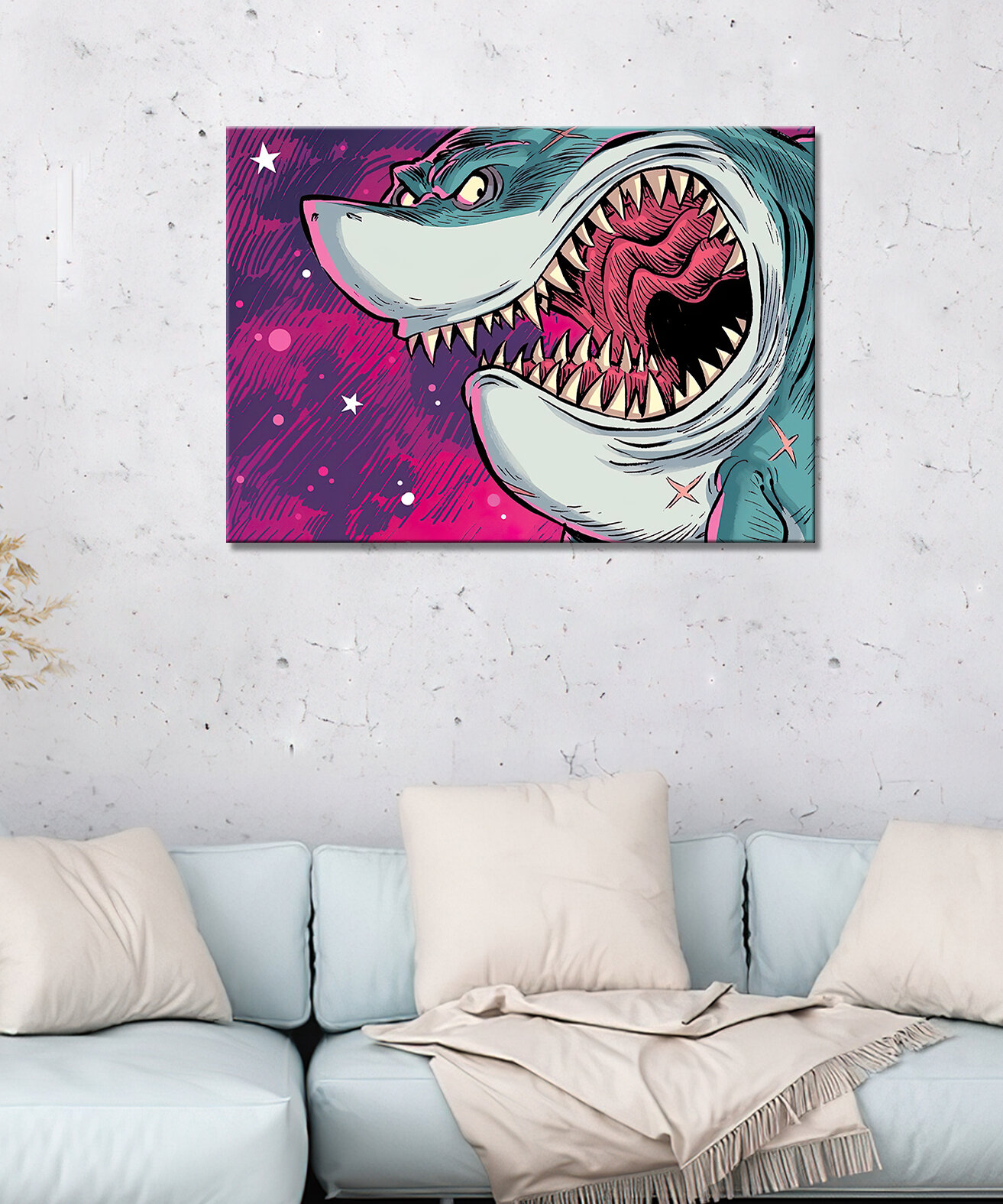 Картина -Акула акула арт акула рисунок злая акула пасть акулы (11) 50х70