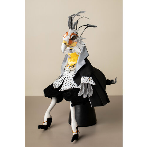 Авторская кукла Птица Секретарь ручная работа, интерьерная, текстильная фигурка птица секретарь