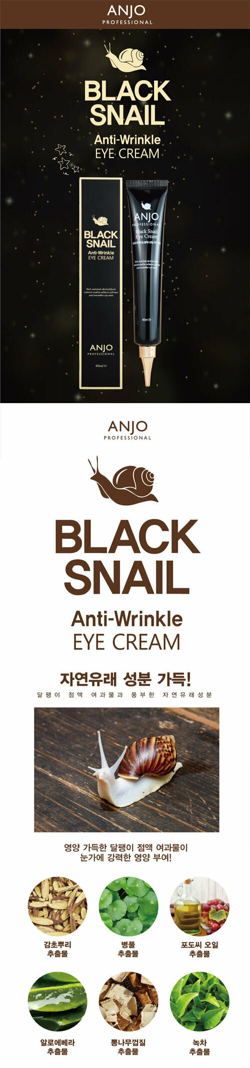 ANJO Professional Black Snail Anti-Wrinkle Eye Cream 40мл