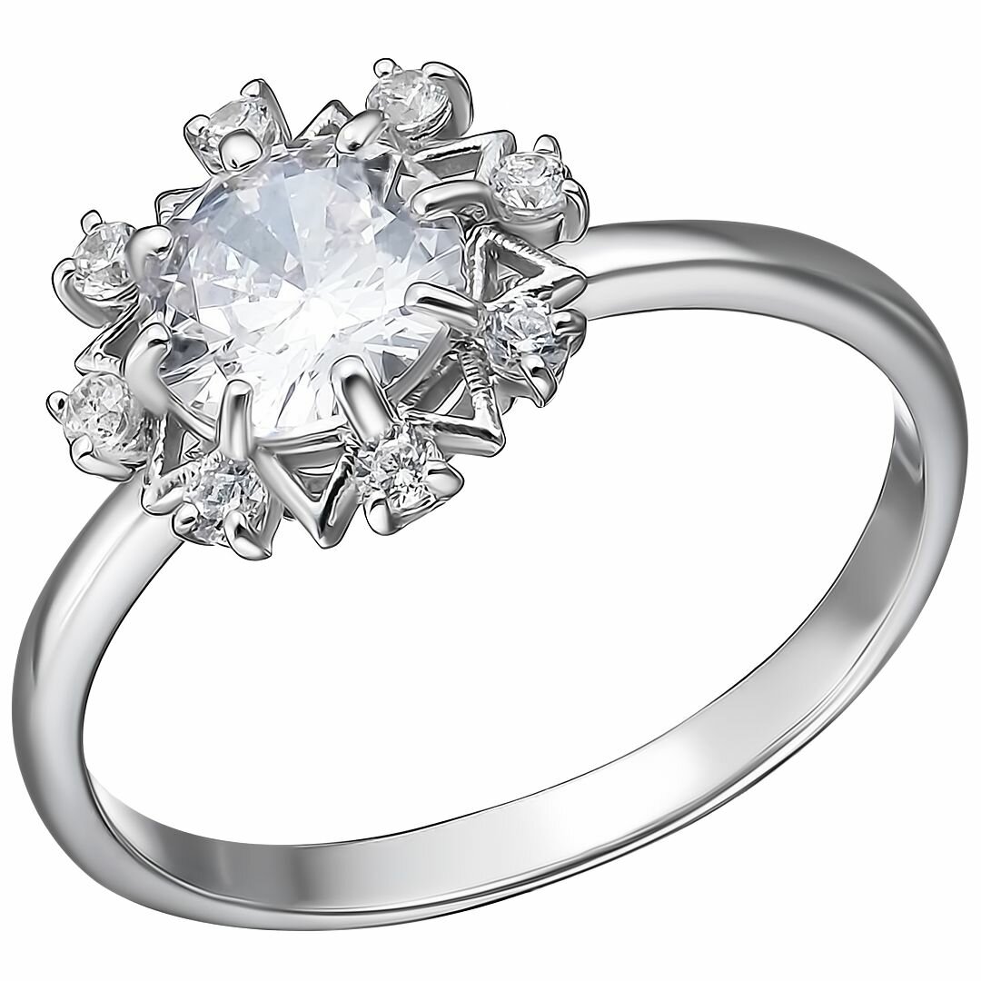 Перстень UVI Ювелирочка Серебряное кольцо 925 пробы с Фианитами, серебро, 925 проба, родирование, фианит