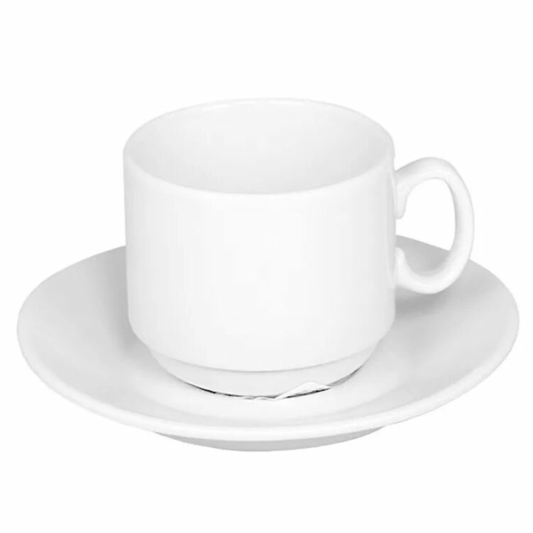 фото Пара кофейная фарфоровая 100 мл. Добруш белая ф. Мокко