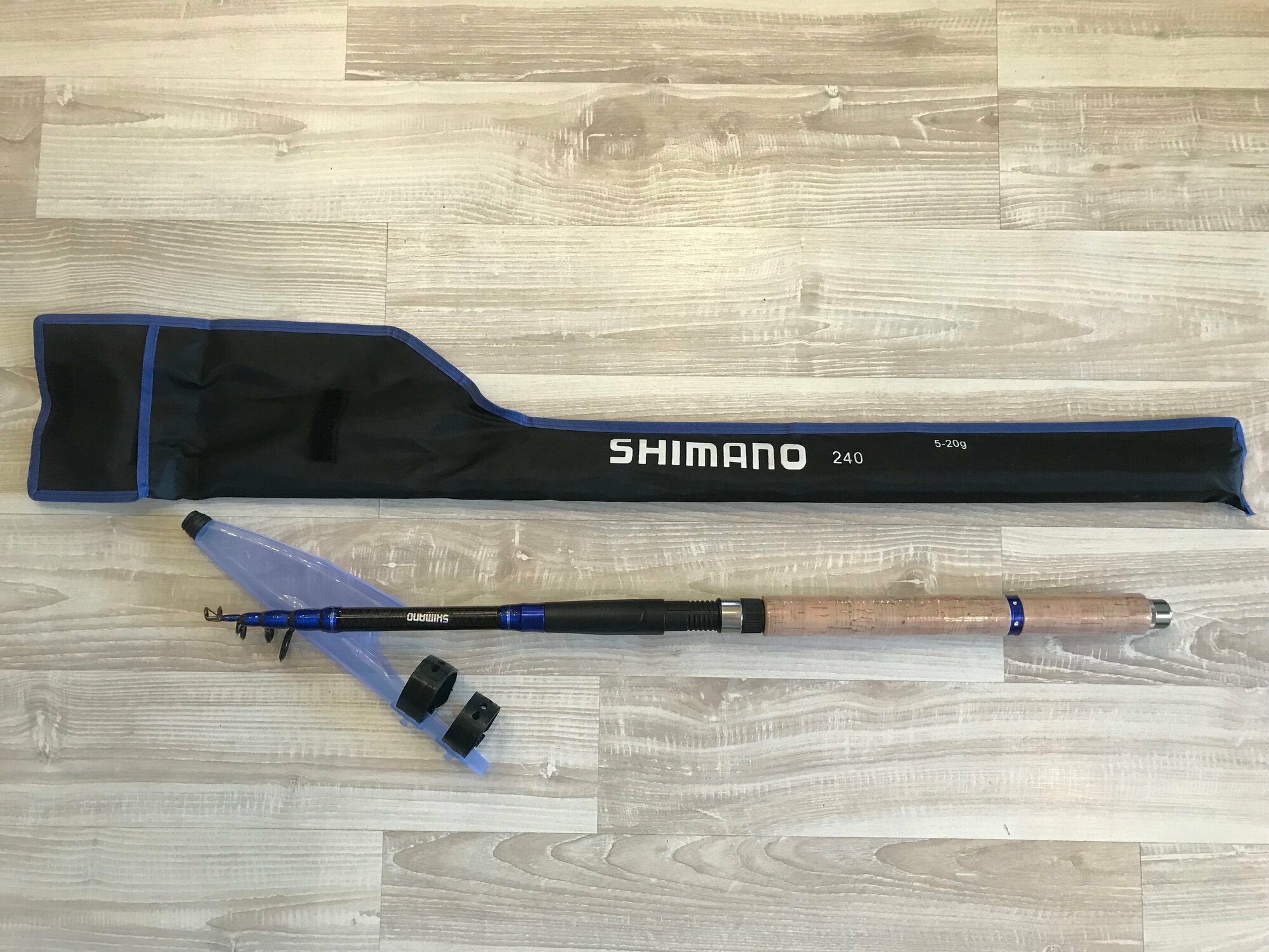 Спиннинг "Shimano" телескопический, 240см, тест 5-20г