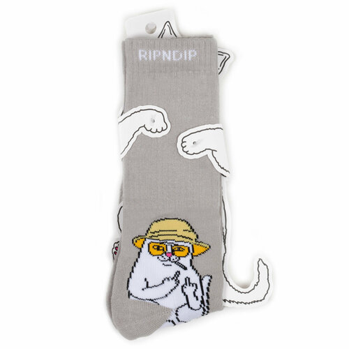 фото Носки ripndip носки с котом лордом нермалом ripndip socks, размер универсальный, бежевый, белый
