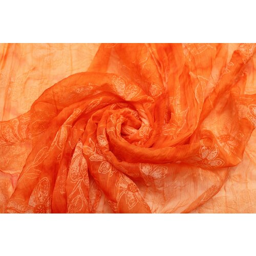 Ткань Шифон-креш с флоком ярко-оранжевый, ш140см, 0,5 м