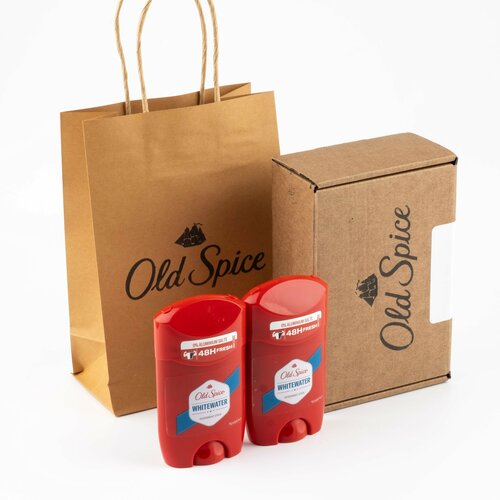 old spice стик whitewater 65мл Эксклюзивный набор для мужчин Old Spice. (состоит из 2 двух стик-дезодорантов WhiteWater 50 ml.) в крафтовой коробке+ подарочный пакет.