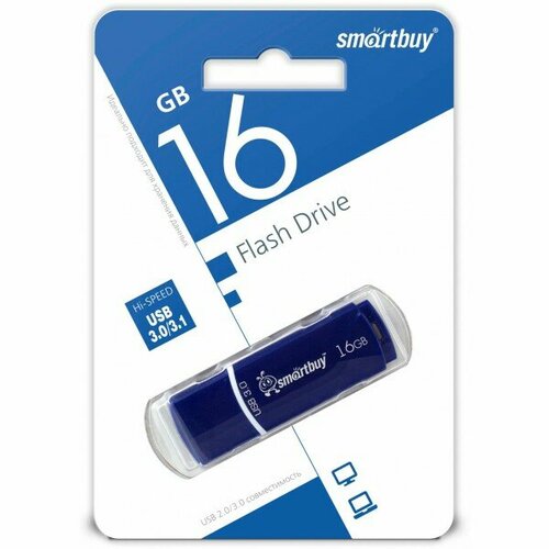 Память Flash USB 128 Gb Smartbuy Crown Blue USB 3.0 память otg usb flash 128 гб smartbuy twist dual [sb128gb3duotwk]