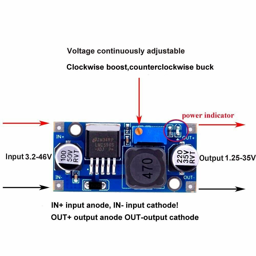 Понижающий модуль преобразователя мощности LM2596S, Регулируемый понижающий модуль питания LM2596S DC-DC 1,5-35 в, 3,3 В/5
