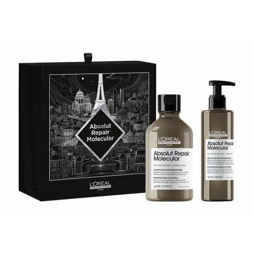 L'OREAL PROFESSIONNEL Премиальный набор Absolut Repair Molecular (Шампунь 300 мл + Сыворотка для волос смываемая 250 мл)