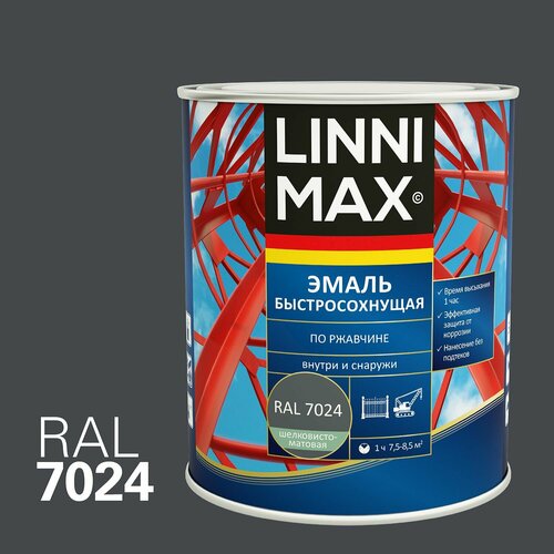 LINNIMAX ALPINA грунт-эмаль быстросохнущая по ржавчине для вннар шелк-мат серый RAL 7024 075 л 1354₽