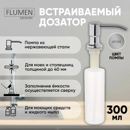 Дозатор для моющего средства FLUMEN DESIGN Rimini 300 мл хром 1199₽