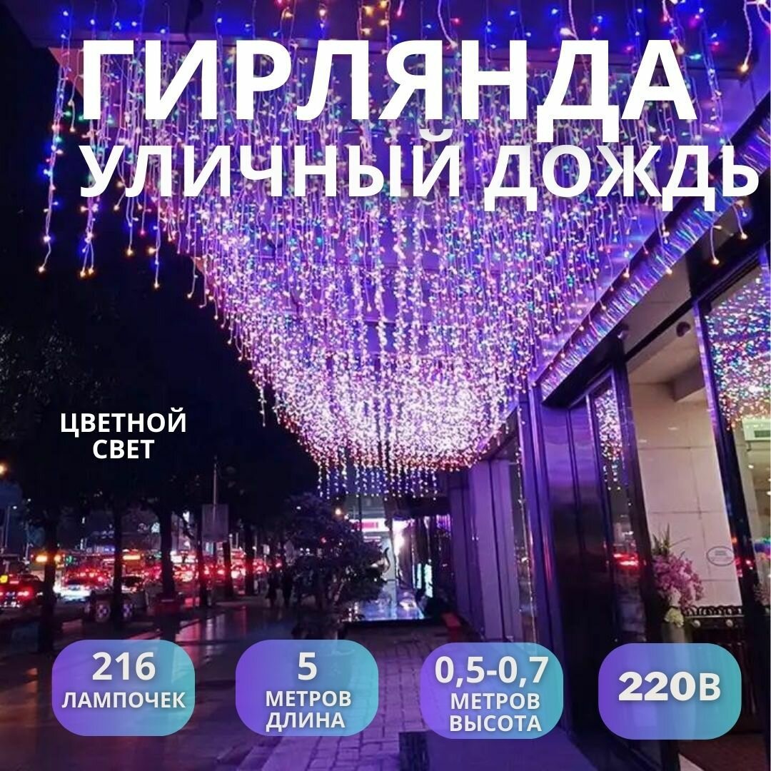 фото Гирлянда светодиодная уличная Бахрома 220в с защитой от воды