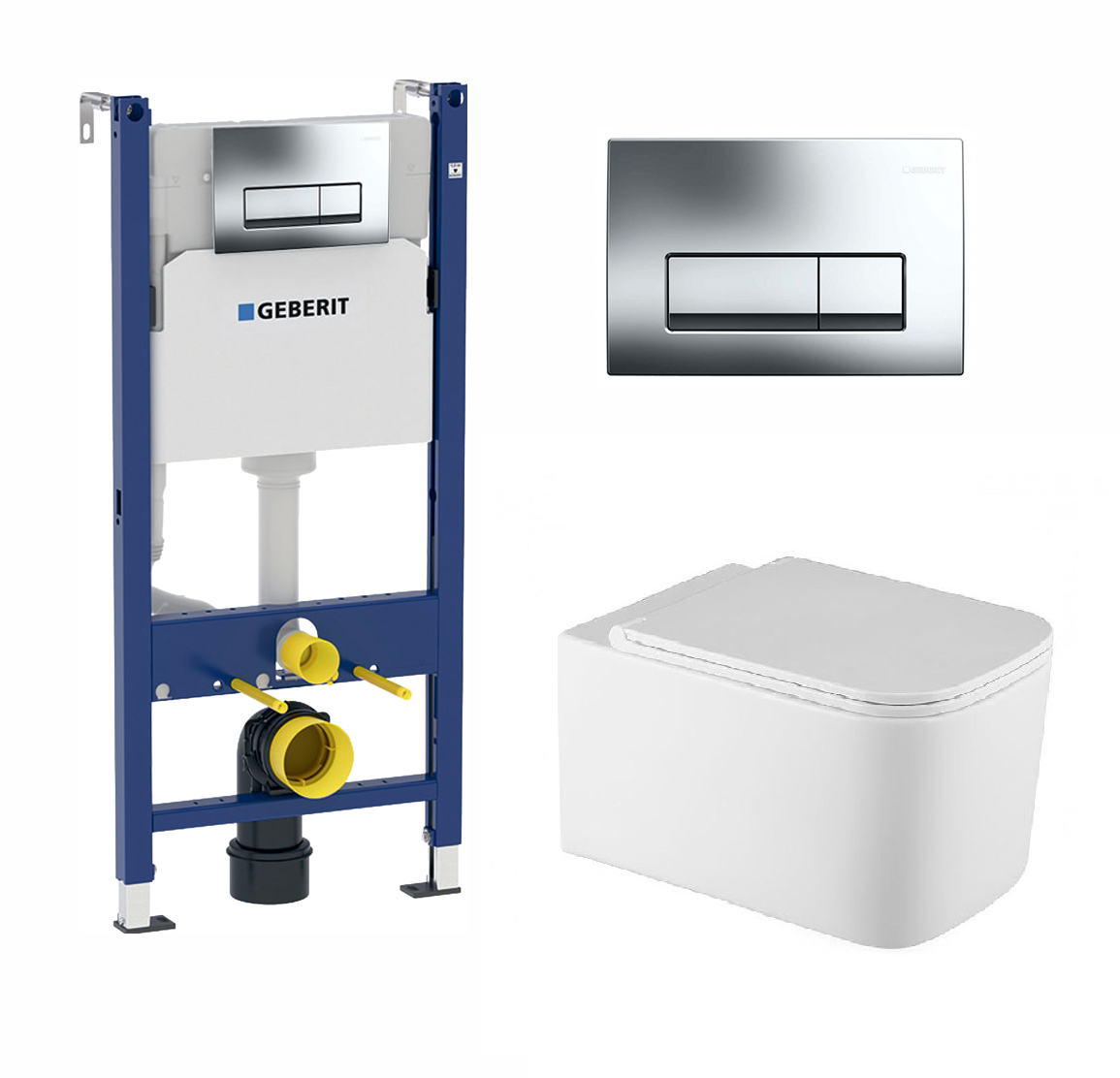 фото Комплект 3 в 1 инсталляция Geberit Duofix + унитаз Vincea Ultra Rimless + кнопка хром Delta51