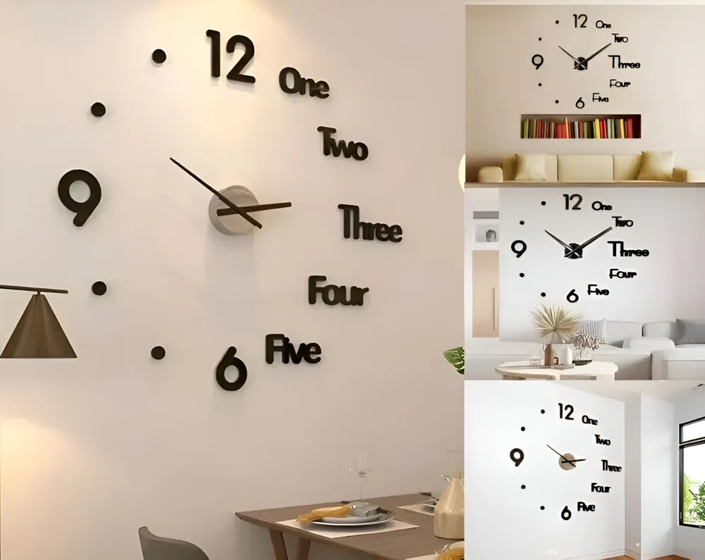 Часы настенные интерьерные большие для гостиной бесшумные, декор для кухни дома c эффектом 3D "GLAMO", PREMIUM, саморегулирующиеся (80-130)