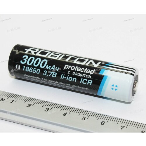 Аккумулятор ROBITON Li3.0/18650 (Samsung ICR18650-30B) 3,7V, 3000mAh, Li-ion (с платой защиты, с высоким контактом), ROB аккумулятор robiton pan3400 18650 3400mah 12386