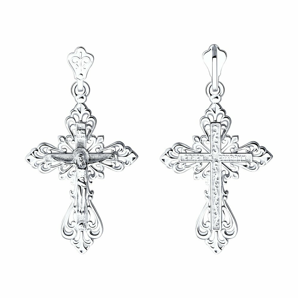 Крестик SOKOLOV, белое золото, 585 проба