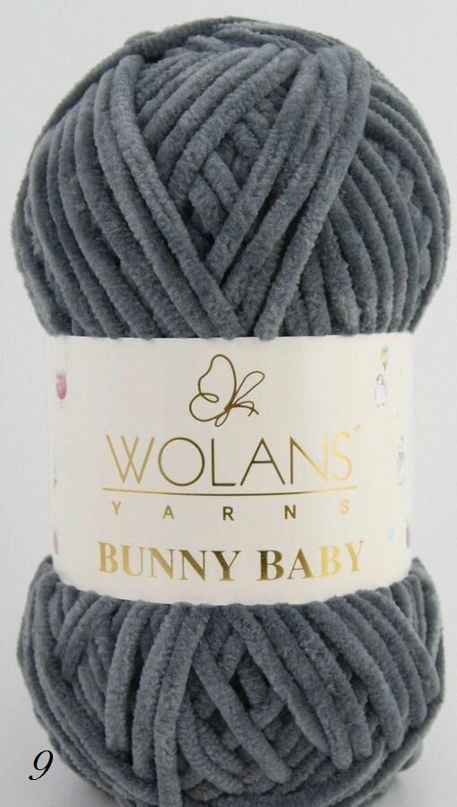 Пряжа Wolans Bunny Baby -3 шт, Серый (09), 120м/100г, 100% полиэстер /плюшевая пряжа воланс банни беби/