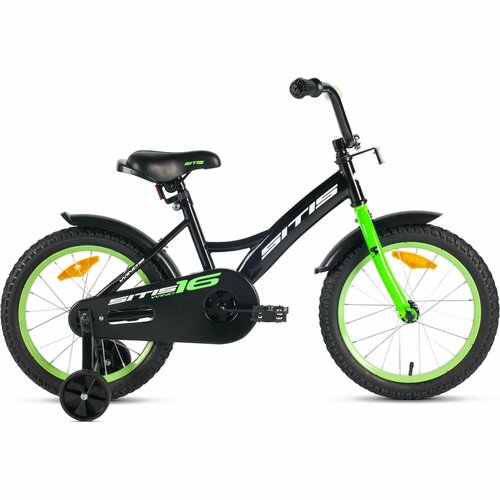 Велосипед Sitis Wind 16" (2024) детский для мальчиков, стальная рама с ножным тормозом, 1 скорость, для роста 110-125 см, цвет Black