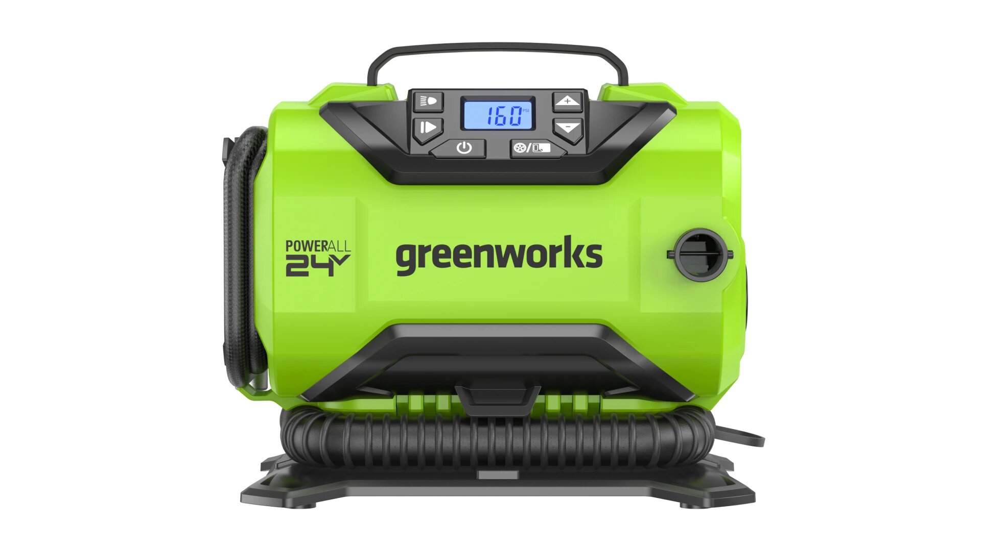 GREENWORKS Компрессор автомобильный аккумуляторный, 24V 12V от сети автомобиля , без АКБ и ЗУ 3400807