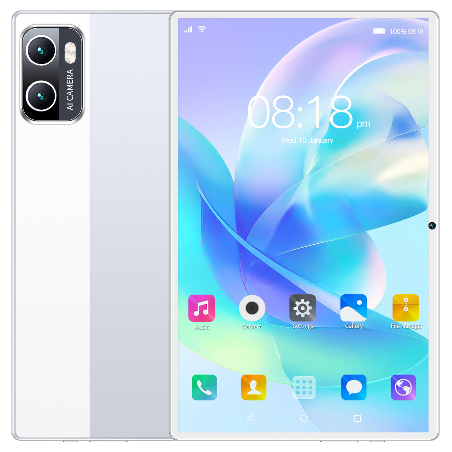 Планшетный компьютер ZhongQing P50 10,1", 2GB/16GB, Android 12, 4G, Wi-Fi, серебристый