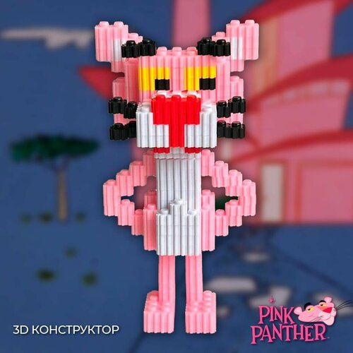 3D Конструктор объемный пластиковый, из миниблоков, Розовая Пантера, 482 детали