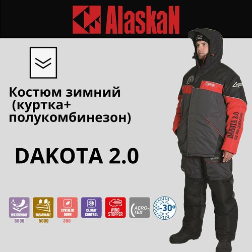 Костюм зимний Alaskan Dakota 2.0 красный/серый/черный S (куртка+полукомбинезон)