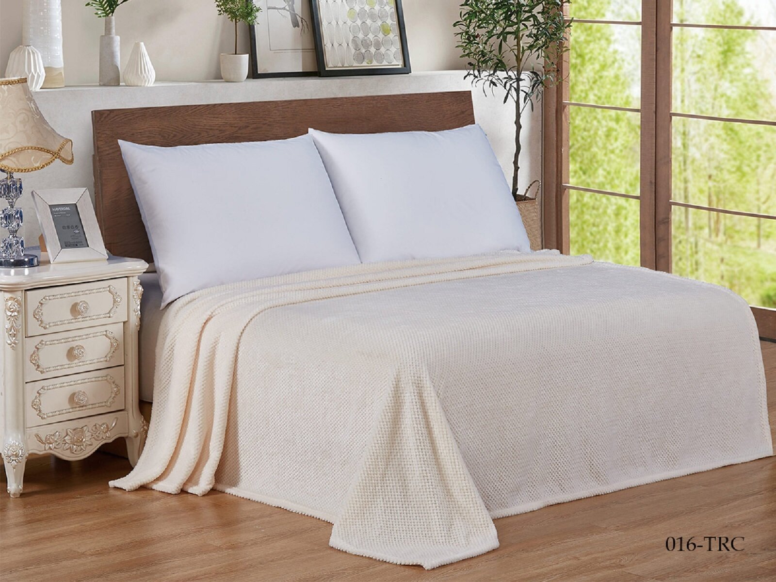 фото Плед для дивана Gordvell "Tracy" покрывало велсофт полуторный 150*200 150/016-TRC светло-бежевый