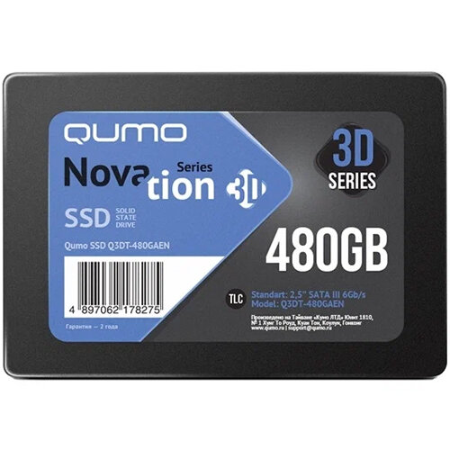SSD диск 480Гб Qumo Q3DT-480GSСY SATA III Novation TLC 3D внутренний твердотельный накопитель